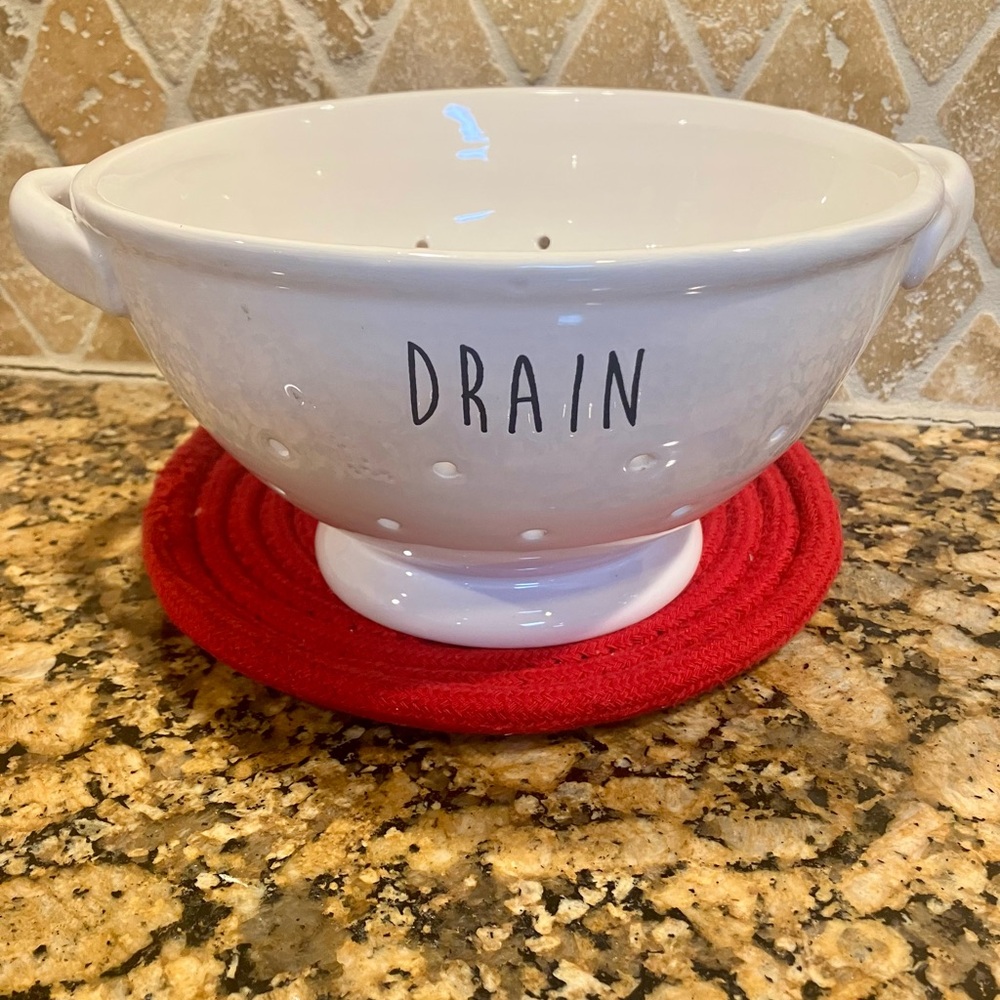 White Ceramic Colander with Handles